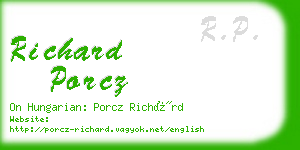 richard porcz business card